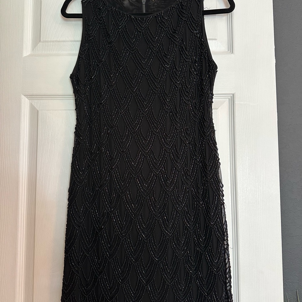 Alice + Olivia Black Beaded Midi Dress